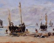 尤金 布丹 : Berck, Fishermen at Low Tide